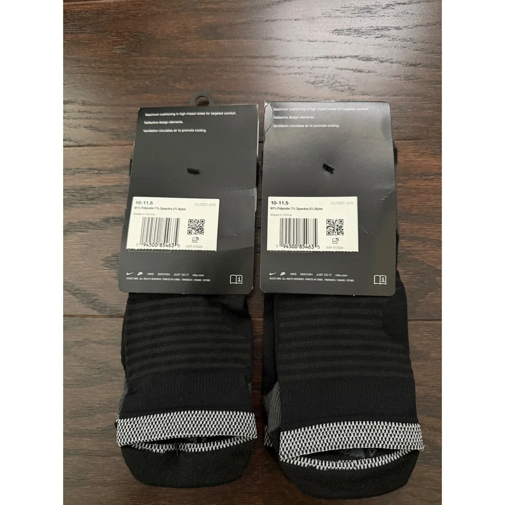 Nike Spark No Show Running Socks 2 Pair Lot Black CU7201-010 Mens 10-11.5